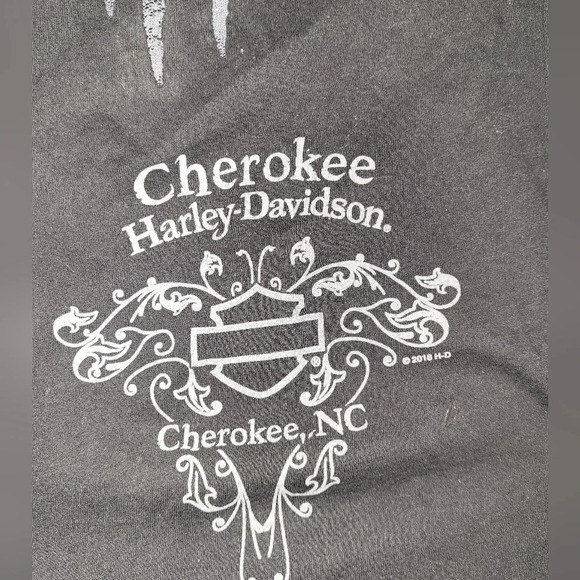 Harley-Davidson Black Gray Lace Wings Silver Glitter Size Medium Cherokee NC - Picture 4 of 9